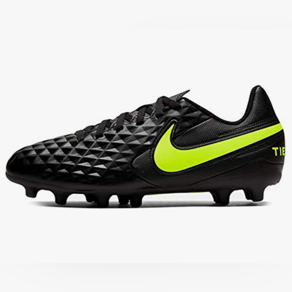 Nike Tiempo Soccer Cleats Size 1y Black Yellow Boy Girl Youth Kids